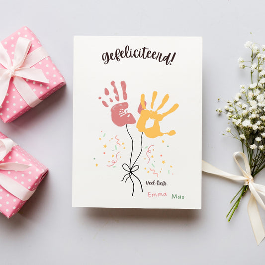 cadeau handafdruk knutsel ballonnen voor oma opa mama papa oom tante