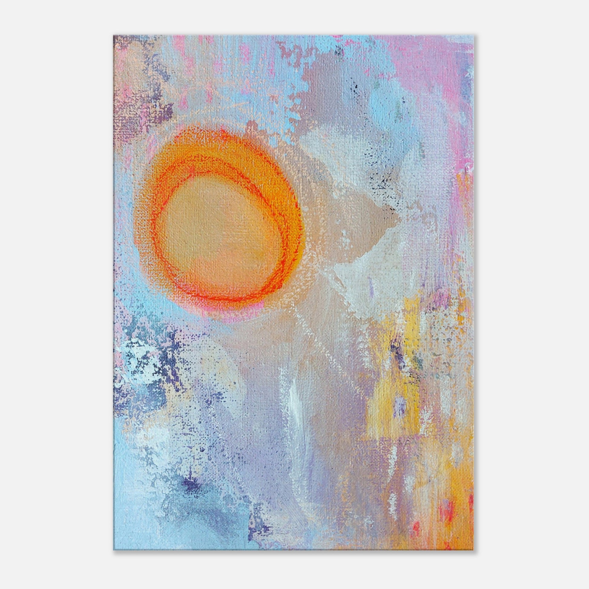 abstracte kleurrijke kunst heldere kleuren vrolijk licht kunstwerk op canvas geprint