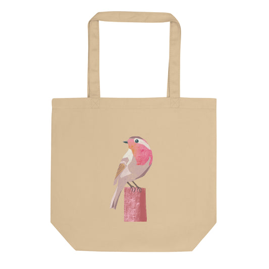 Eco stoffen tas met illustratie van een roodborstje
