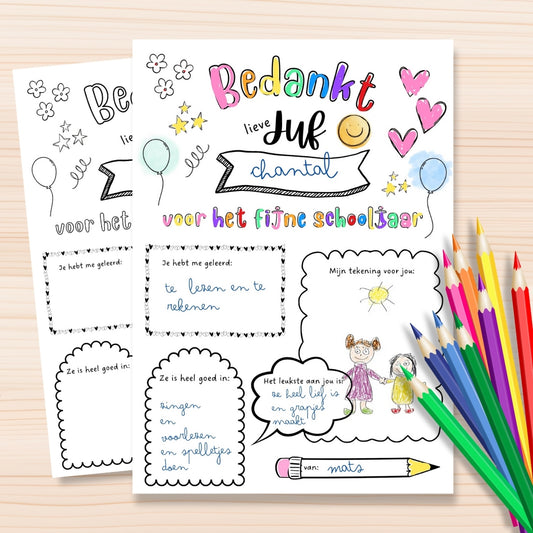 kleurplaat voor juf creatief cadeau juffendag