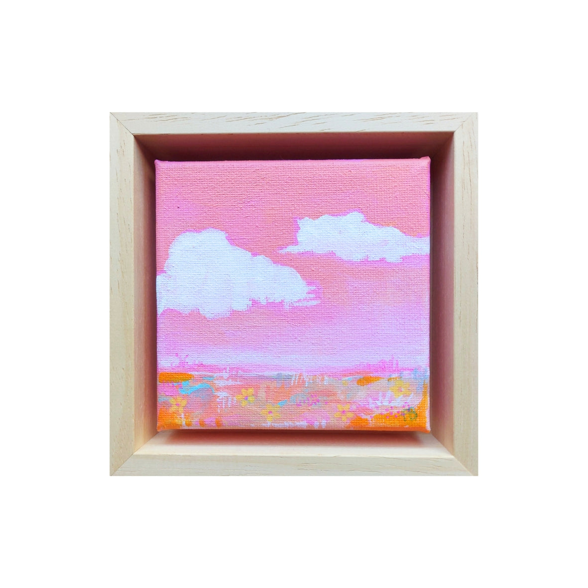 landschap in pastel kleuren vergezicht met bloemenveld met lijst