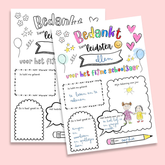 lieve leidster bedankje kleurplaat complimentkinderopvang 
