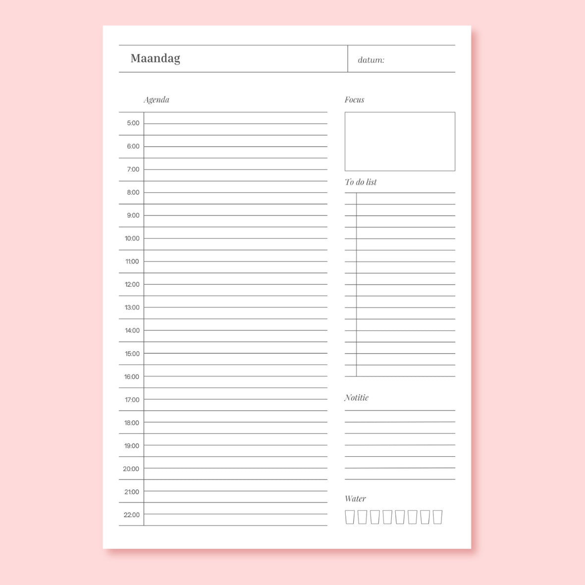 planner per dag digitale download rust en overzicht