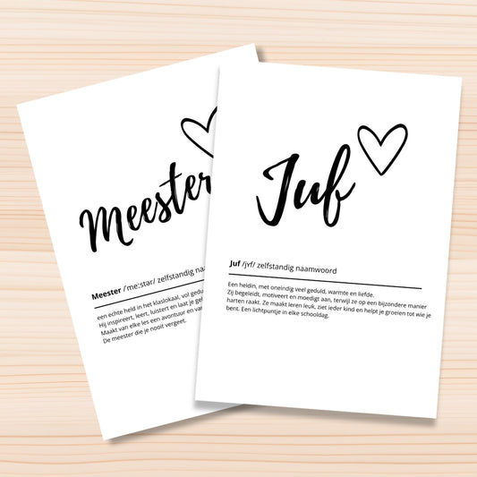 poster cadeau juf en meester definitie