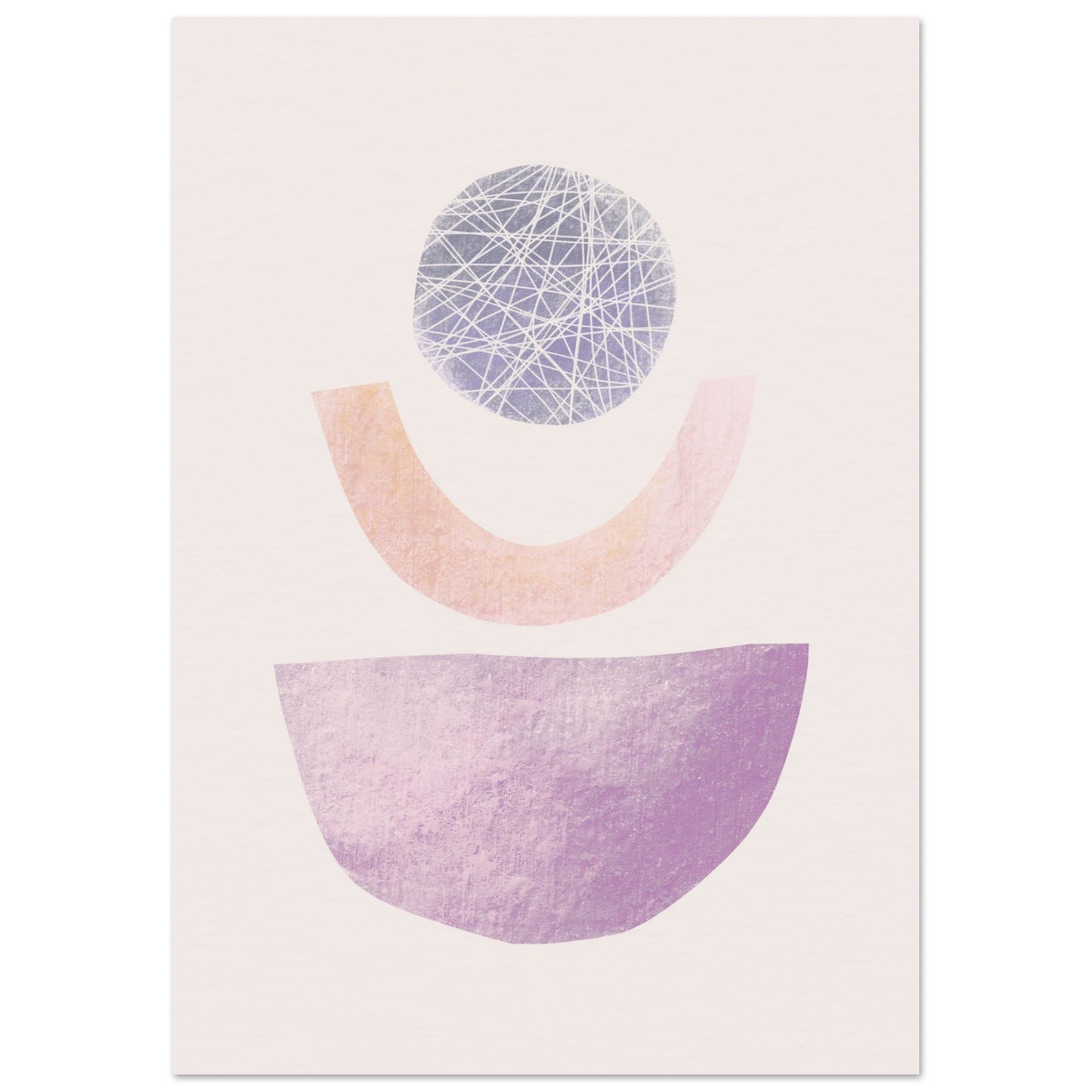 poster met abstracte afbeelding in lila en roze pastekleuren