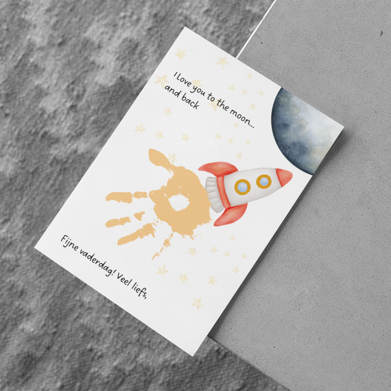 vaderdag cadeau print met raket love you to the moon knutsel digitale download