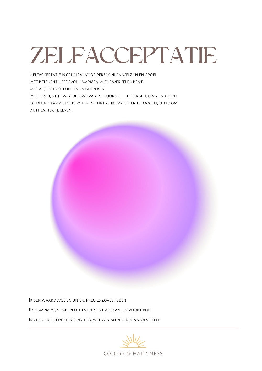Stijlvolle poster met als thema zelfacceptatie, digitale download voor een bewuster leven